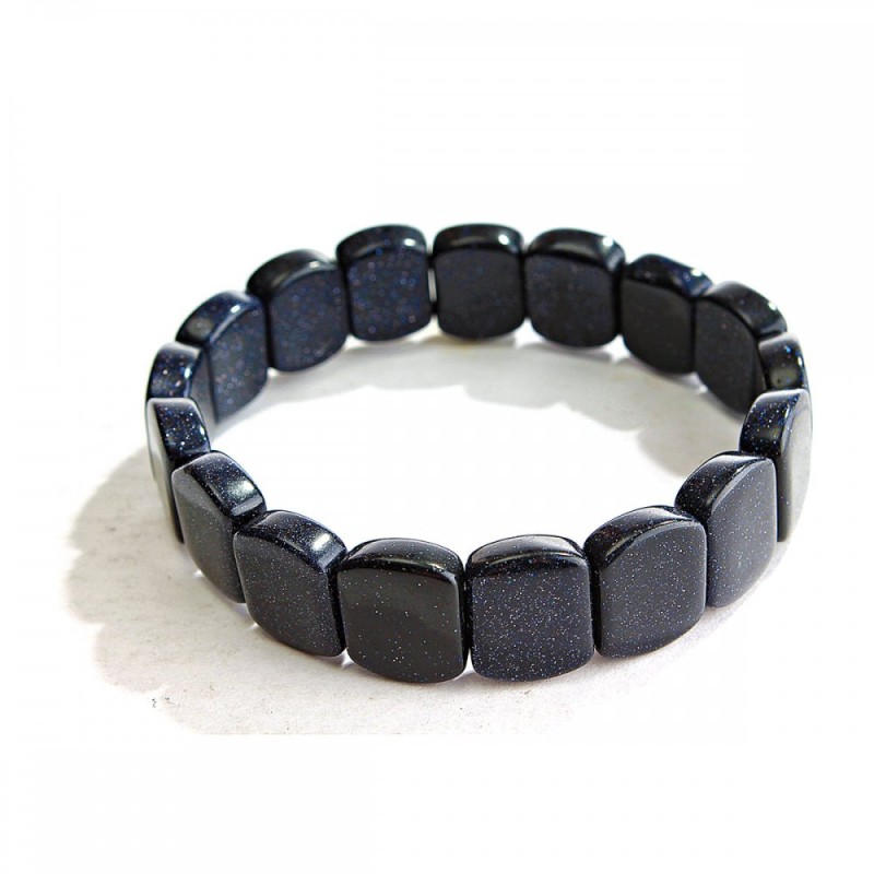Náramek na gumičce aventurín (syntetický) Modrý písek Noční Káhira 13×18 mm