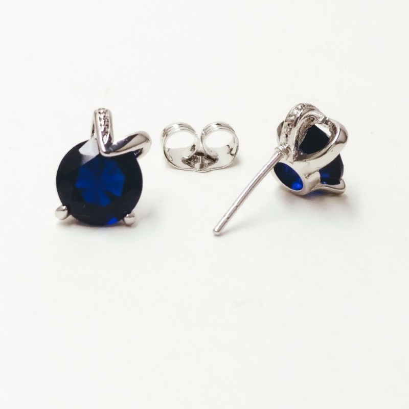 Náušnice Xuping peckové s modrým kamenem, rozměr 11×8 mm, rhodiované