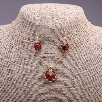 Sada „Srdce“ vícebarevná, červená a zelená, přívěsek 19×16 mm a náušnice 27×13 mm, délka 50 cm