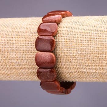 Náramek z aventurínu (syntetický) Zlatý písek, články 16×12 mm, délka 18 cm na elastické šňůrce