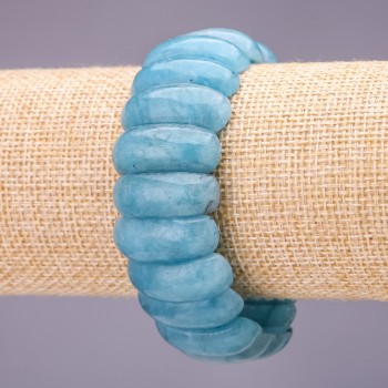 Náramek z akvamarínu, články 25×10 mm, délka 18 cm na elastické gumičce