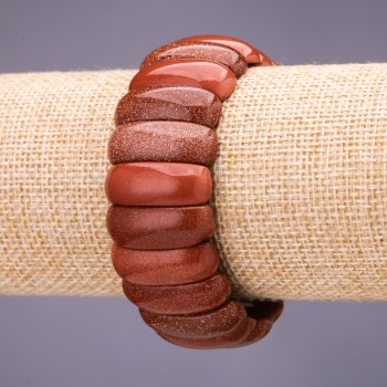 Náramek z aventurínu „Zlatý písek“ – články 25×10 mm, délka 18 cm, na gumičce