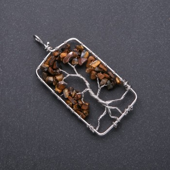 Přívěsek „Strom štěstí“ z tygřího oka, rozměr 36×73 mm