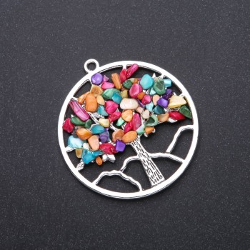 Přívěsek 'Strom štěstí' z barevné perleti, průměr 57 mm