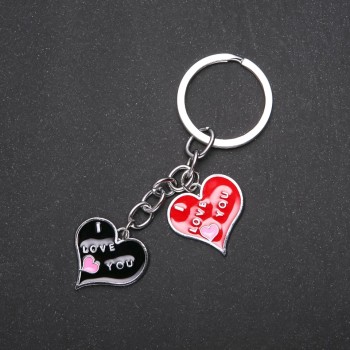 Přívěšek na klíče ve tvaru srdce, barva kovu 'stříbro'