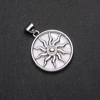 Přívěšek Jarylo z bílé perleti, průměr 32 mm