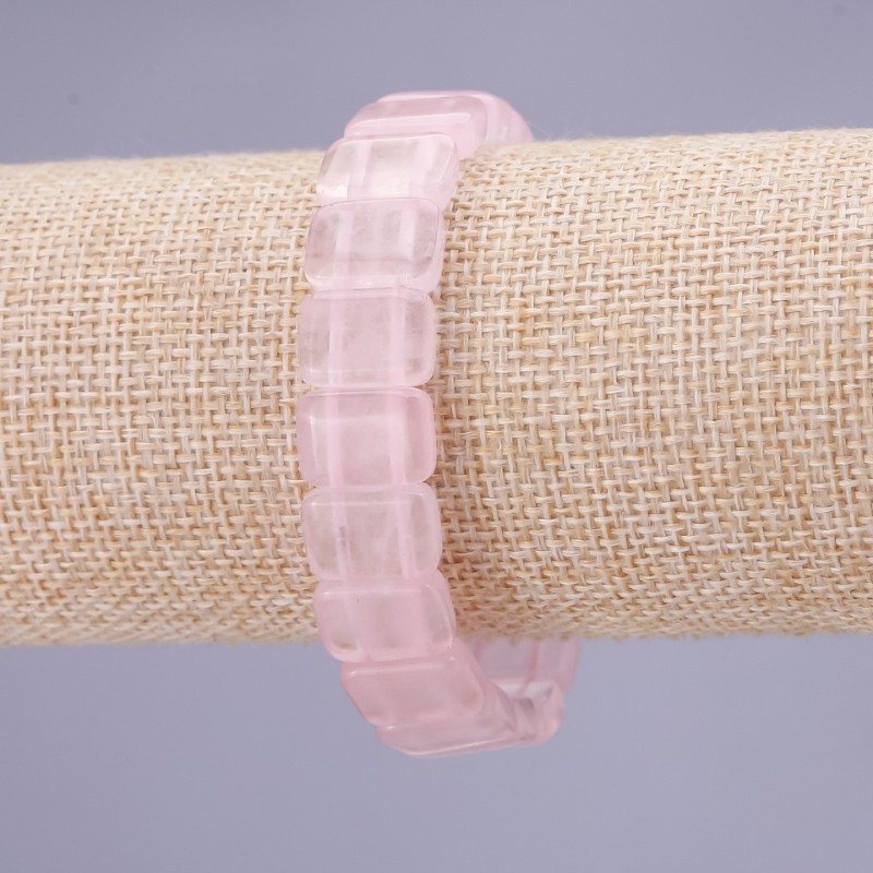 Náramek z růžového křemene, články 10×14 mm (±) na gumičce