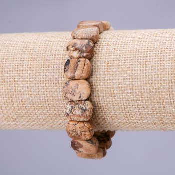 Náramek z krajinného jaspisu 10×14 mm na gumičce