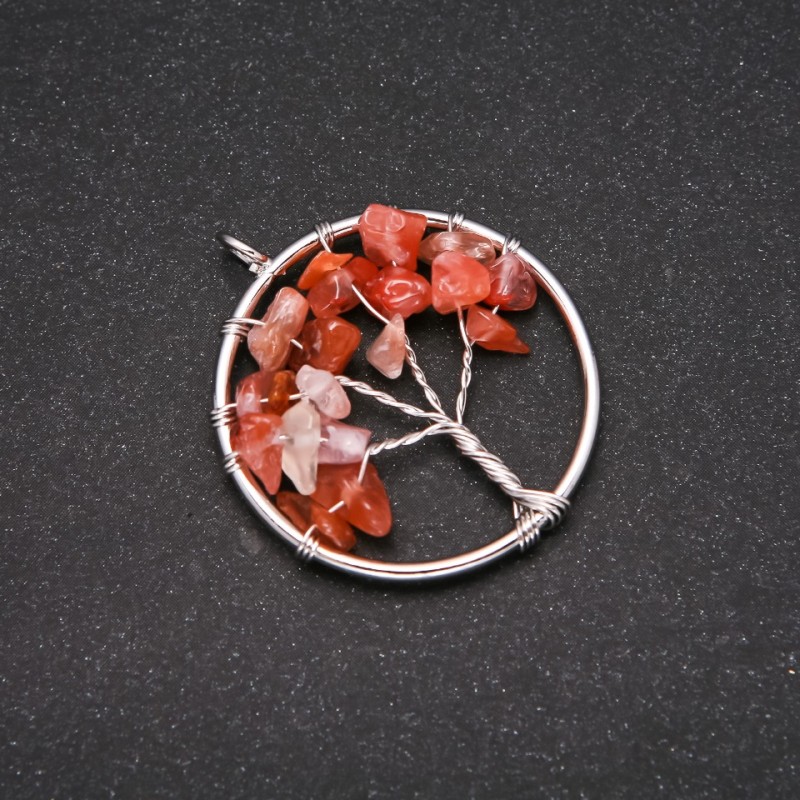 Přívěsek „Strom štěstí“ z karneolu, průměr 30 mm