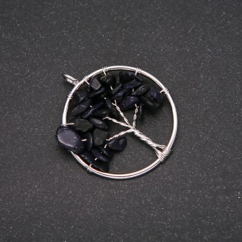 Přívěšek „Strom štěstí“ z aventurínu Modrý písek Noční Káhira, průměr 30 mm