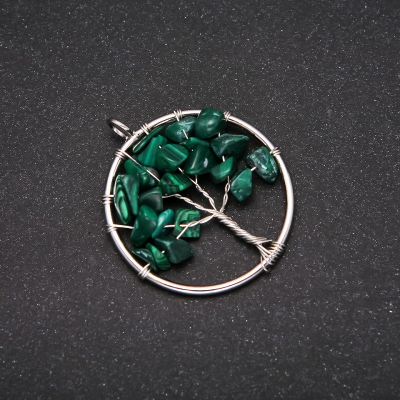 Přívěšek „Strom štěstí“ z malachitu, průměr 30 mm