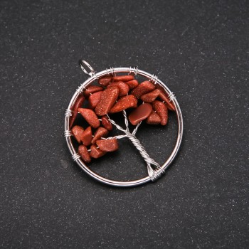 Přívěšek „Strom štěstí“ z aventurínu Zlatý písek, průměr 30 mm