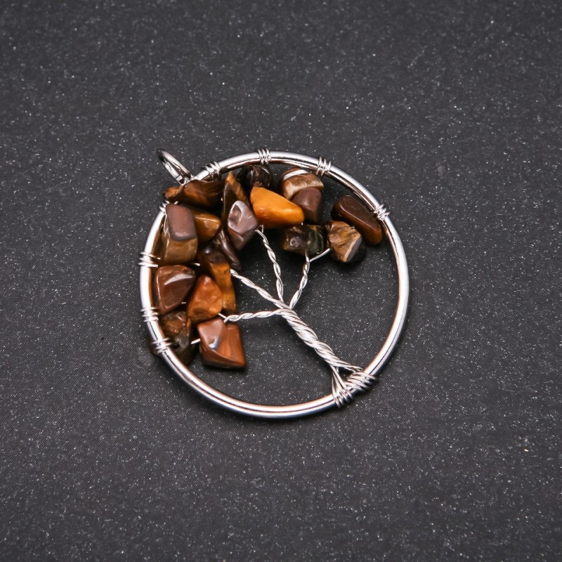 Přívěšek „Strom štěstí“ tygří oko, průměr 30 mm