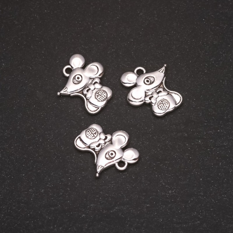 Přívěšek „Myš“, průměr 15×13 mm, vnitřní průměr 1,5 mm, balení 20 g ±14 ks
