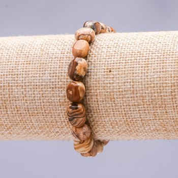 Náramek z krajinného jaspisu na gumičce, galetové korálky 8×10 mm (±)