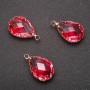 Přívěšek „Kapka“ růžové barvy, pozlacená obruba 13×21 mm