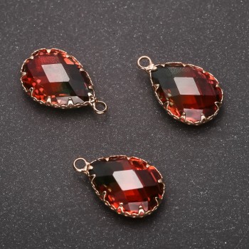 Přívěšek 'Kapka' zeleno-červená barva, zlatá obruba 13×21 mm