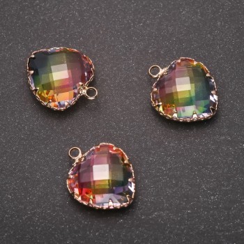 Přívěšek 'Srdce' duhové barvy, zlatá obruba 16×20 mm