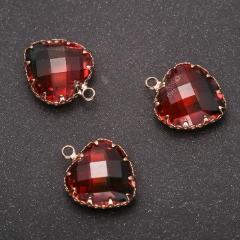 Přívěsek „Srdce“ červeno-zelená barva, zlatá obruba 16×20 mm