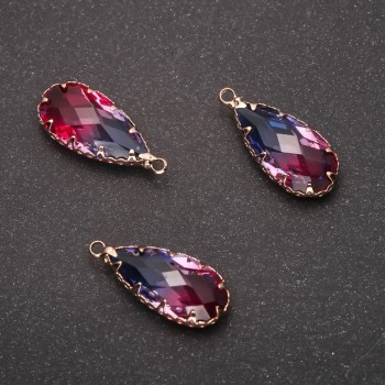 Přívěsek 'Kapka' modro-malinová 10 × 24 mm