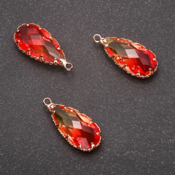 Přívěšek «Kapka» žlutooranžová barva, zlatavá obruba 10×24 mm