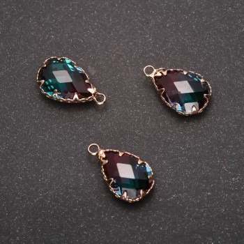 Přívěsek „Kapka“ malinově zelený odstín, zlatá obruba 10×17 mm