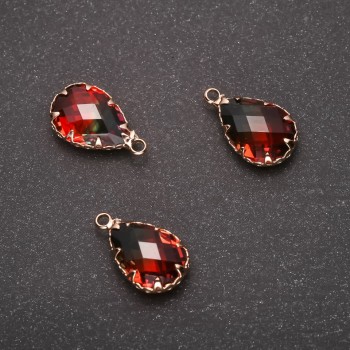 Přívěšek „Kapka“ zeleno-oranžová barva, pozlacená úprava 10×17 mm