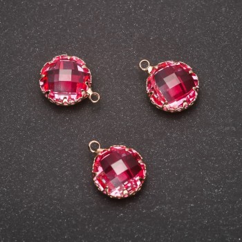 Přívěšek Kruh růžové barvy v zlaté obrubě 10×17 mm