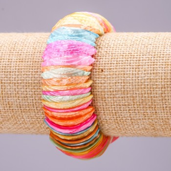 Náramek z perleti «Pestrý» 28×10 (+/-) mm, délka 18 cm na gumičce