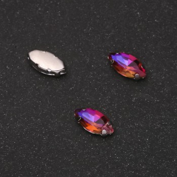 Cena za balení / 10 ks. Šitý krystal v čepu, oválný 5×10 mm