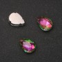 Cena za balení / 10 ks. Šitý krystal ve tvaru kapky 10×14 mm, růžovo-zelený