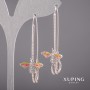 Náušnice Xuping s bílými kameny a smaltem, rhodiované, 20×54 mm