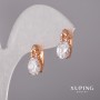 Náušnice Xuping s bílým kamenem 7×16 mm, pozlacení 18K