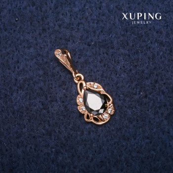 Přívěšek Xuping Kapka 9×15×24 mm se černým cirkonem, Pozlacená 18K
