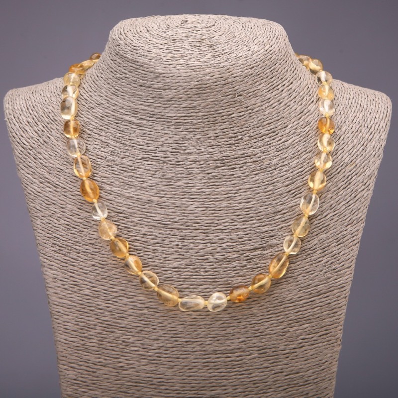 Náhrdelník z citrínu, facettované korálky, průměr 9×12 mm, délka 48 cm