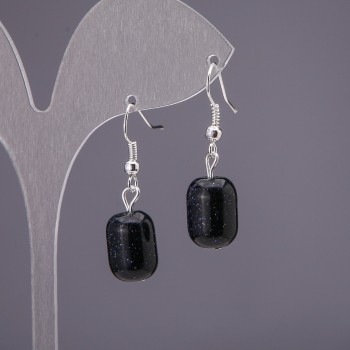 Náušnice z aventurínu «Modrý písek Noční Káhira» barilkové, průměr 10x15 mm