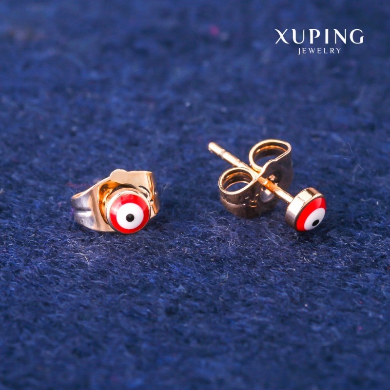 Náušnice pecky Xuping Červené oko 4 mm, pozlacené 18K