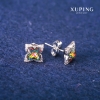 Сережки пусети кульчики Xuping з кристалами Swarovski колір райдужний, діаметр 9х13мм Родій