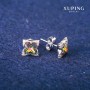 Náušnice s puzetami Xuping se Swarovski krystaly, duhová barva, průměr 9×13 mm, rhodiované