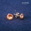 Сережки пусети кульчики Xuping з кристалами Swarovski, діаметр 10мм Позолота 18К