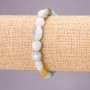 Náramek z přírodního Morganitu, pružný, broušené korálky, průměr 8×10 mm, obvod 18 cm