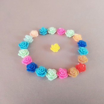 Korálky ve tvaru růží, mix, průchozí otvor 10 mm, sada 20 ks