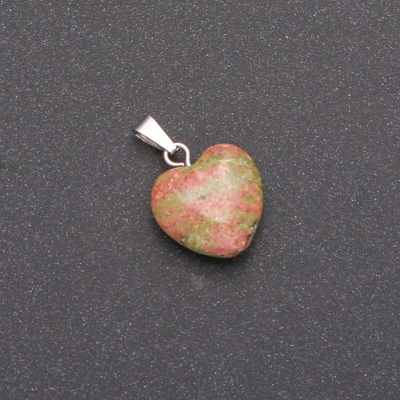 Přívěšek ve tvaru srdce z heliotropového jaspisu 14×14×23 mm