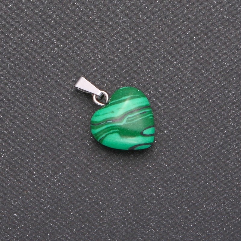 Přívěšek srdce z malachitu (lisovaný) 14×14×23 mm