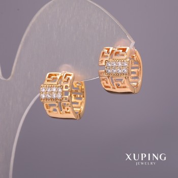 Náušnice Xuping s bílými kameny 9×14 mm, pozlacené 18K