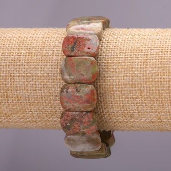 Náramek z heliotropového jaspisu – články 13×18×6 mm, na gumičce, obvod 18 cm