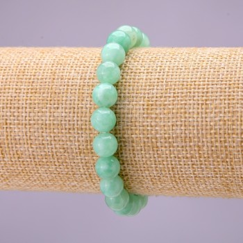 Náramek z přírodního kamene, birmánský jadeit, hladká kulička, průměr 8 mm (±), na gumičce, délka 18 cm