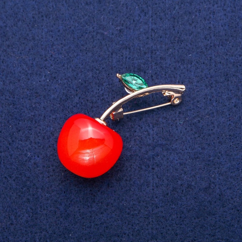 Brož «Třešnička» se krystalem, 47×21 mm, zlatý kov
