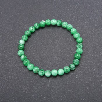 Náramek z chrysoprasu, umělý, na elastické gumě, hladká kulička, průměr 6 mm, obvod 18 cm