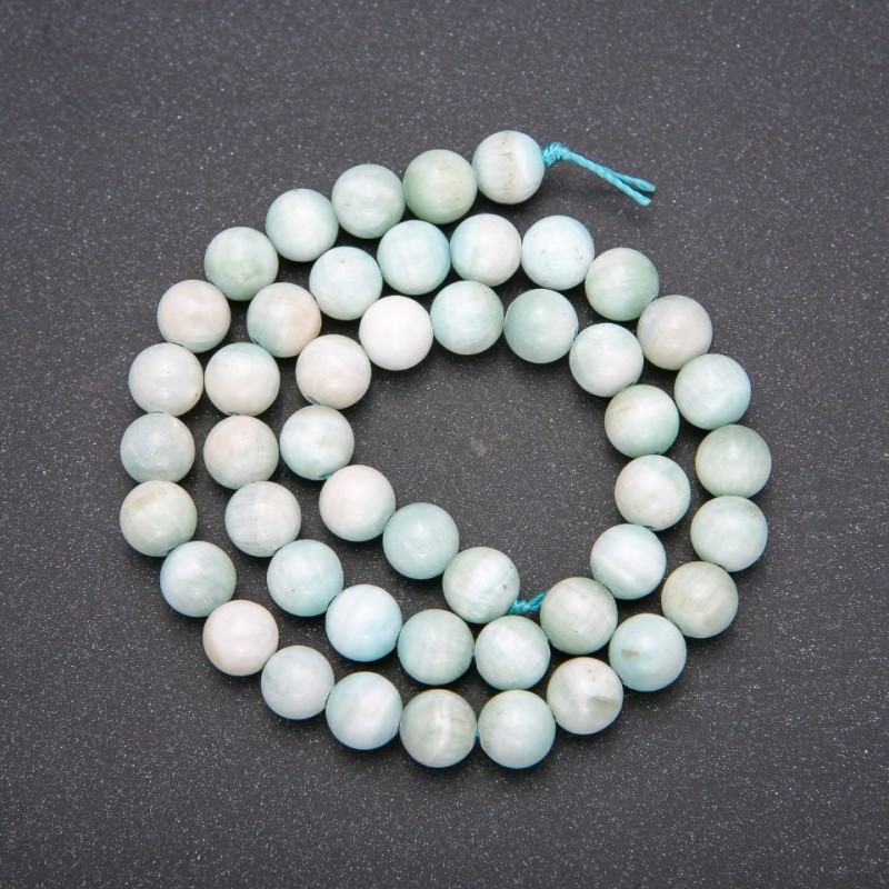 Korálky z přírodního kamene Larimaru – hladká koule, průměr 8 mm (+-), délka 38 cm